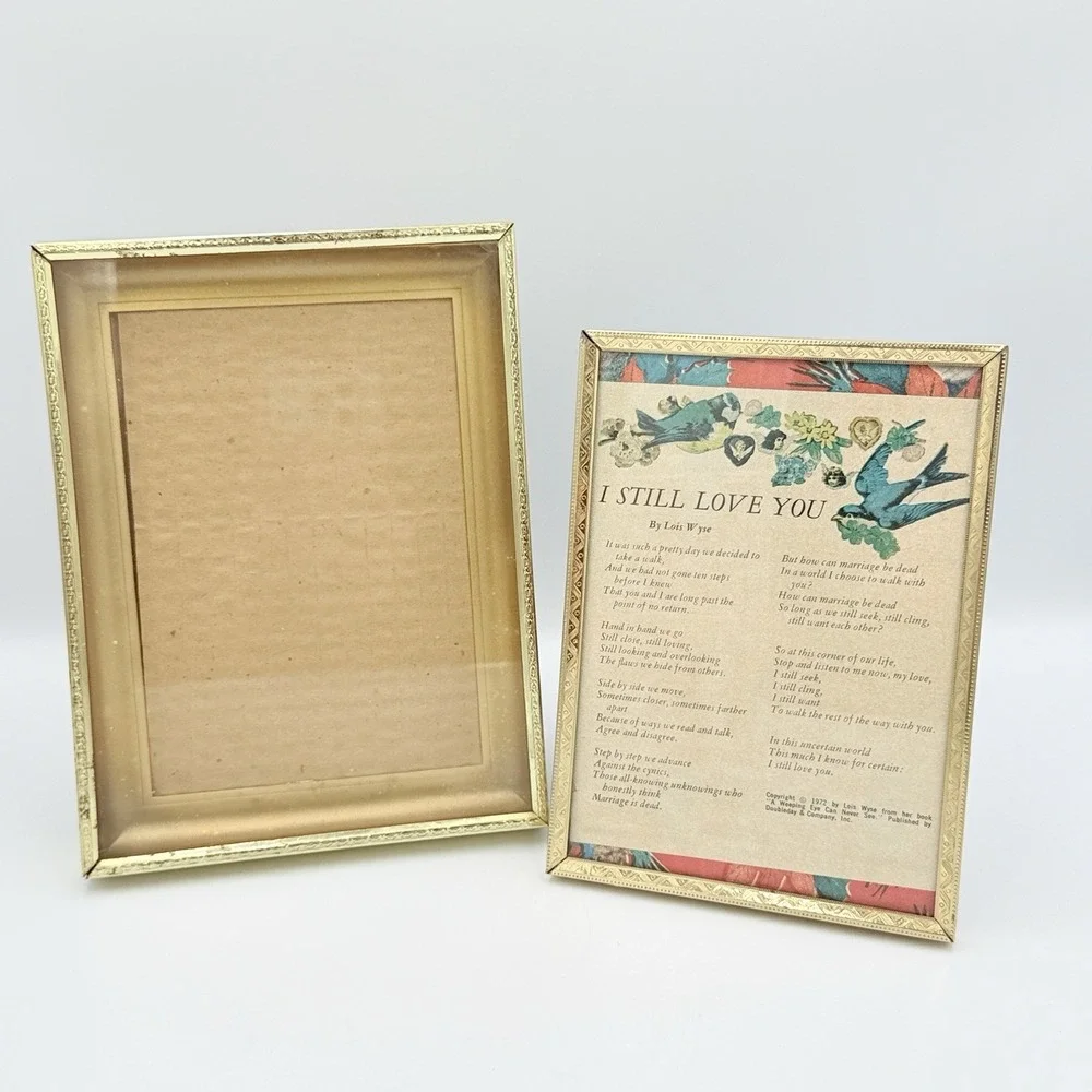 VTG Gold Tone Picture Frame Lot 5x7 & 8x6.25 Ornate Floral‎ Desktop Easel Pair
